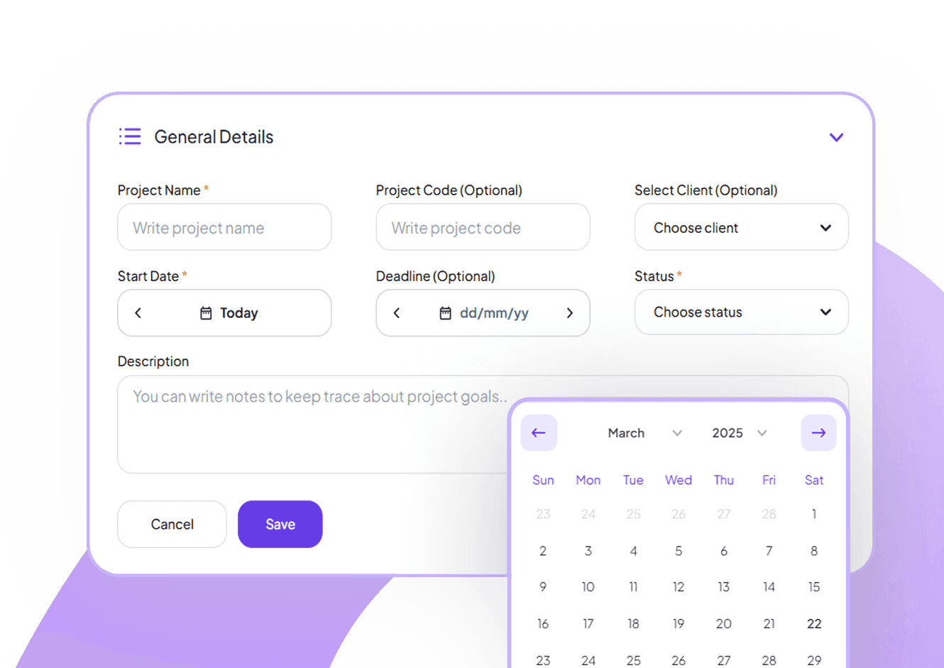 Project Management Interface